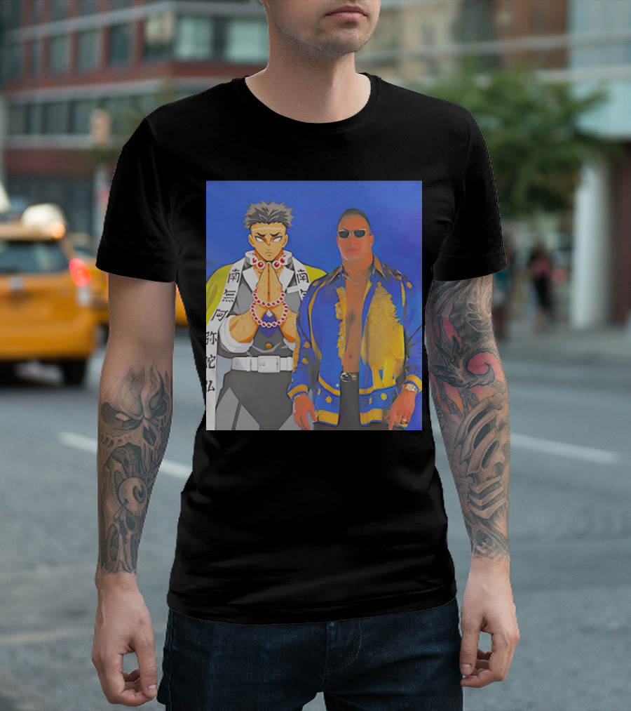 Dwayne Johnson The Rock X Anime Gyomei Himejima Vintage Collaboration T-Shirt