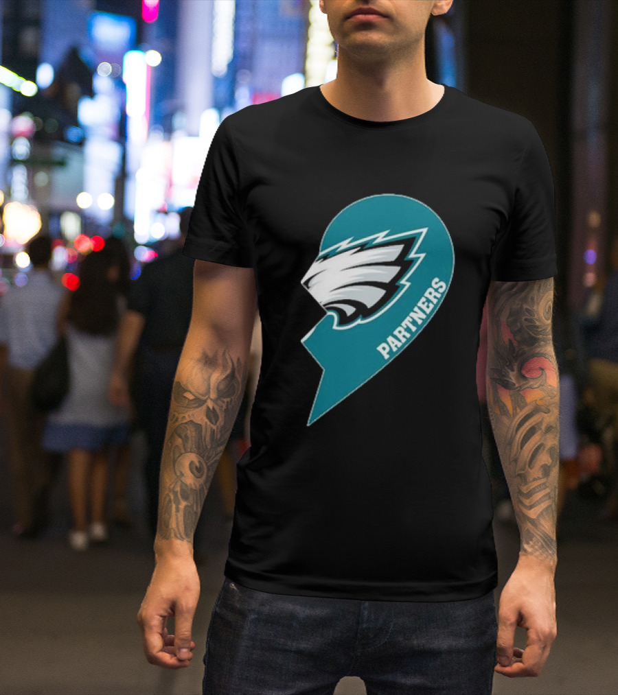 Philadelphia Eagles Partners Logo Half Heart T-Shirt