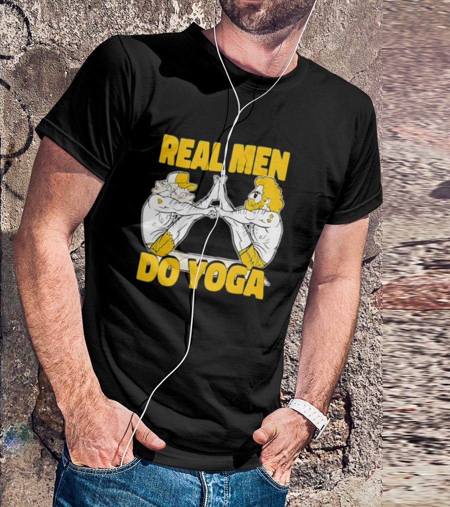 Real Men Do Yoga Cartoon Exercise Training T-Shirt