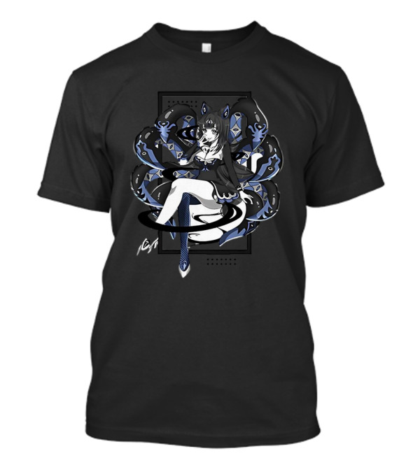 Abelia Release The Kraken Anime Tentacle Girl Monochrome T-Shirt