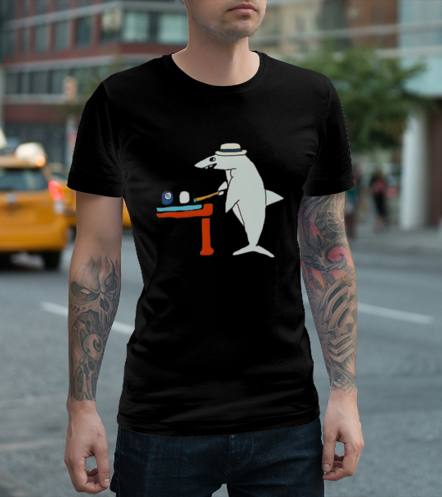 Pool Shark Meme Playing Billiards with Cue and Eight Ball T-Shirt