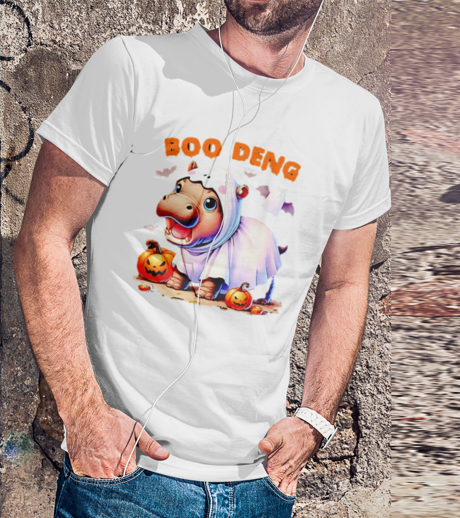 Boo Deng Halloween Baby Pygmy Hippo Ghost Costume With Pumpkins T-Shirt