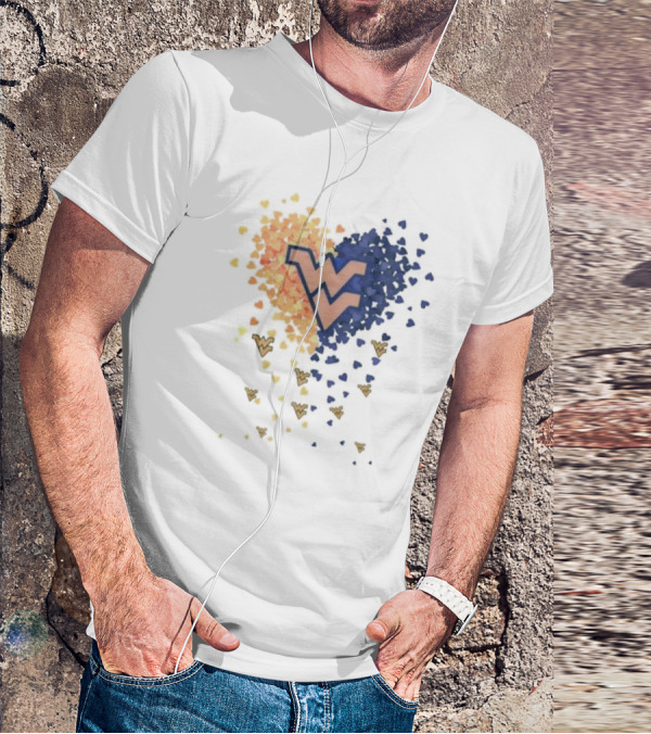 Heart Full Of West Virginia Mountaineers WV Logo And Colorful Hearts T-Shirt