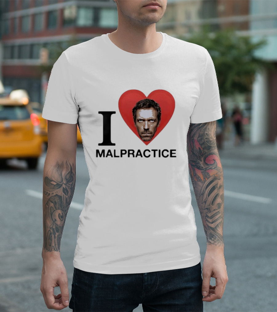 I Love Malpractice House MD Face In Heart T-Shirt
