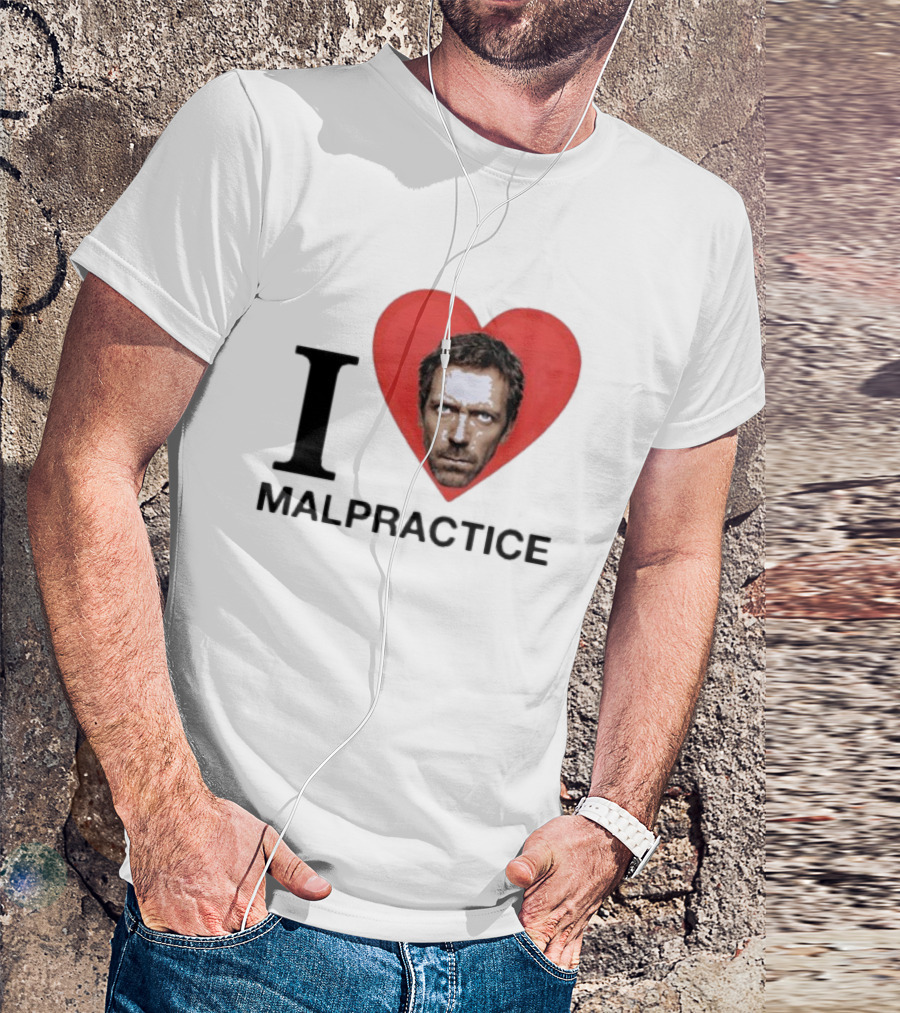 I Love Malpractice House MD Face In Heart T-Shirt
