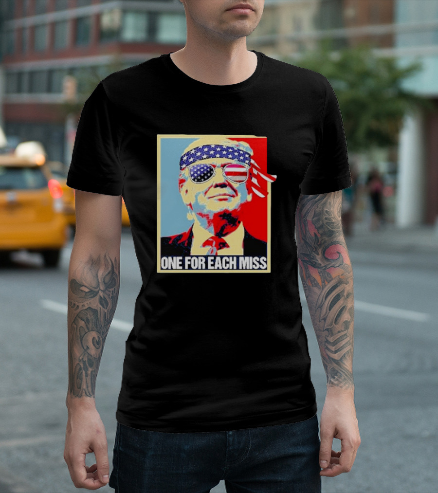 One For Each Miss Trump With American Flag Bandana And Sunglasses T-Shirt