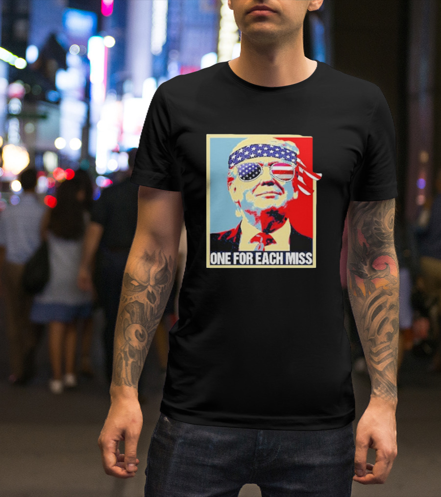 One For Each Miss Trump With American Flag Bandana And Sunglasses T-Shirt