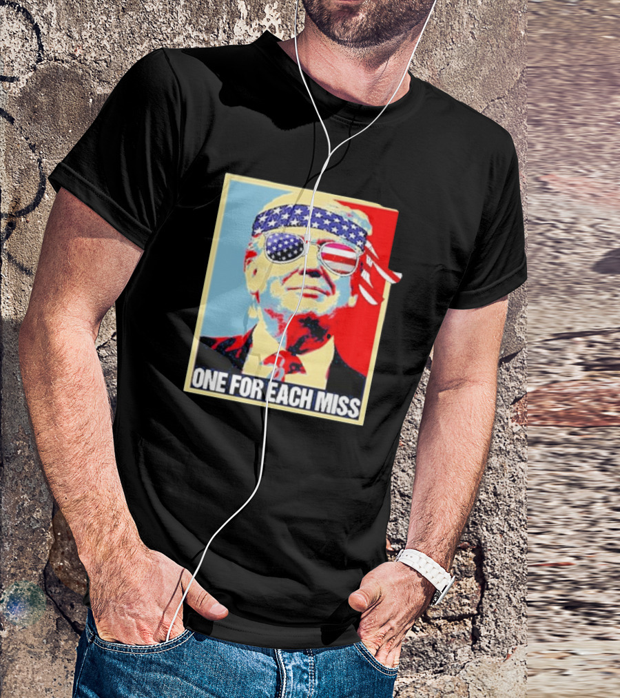 One For Each Miss Trump With American Flag Bandana And Sunglasses T-Shirt