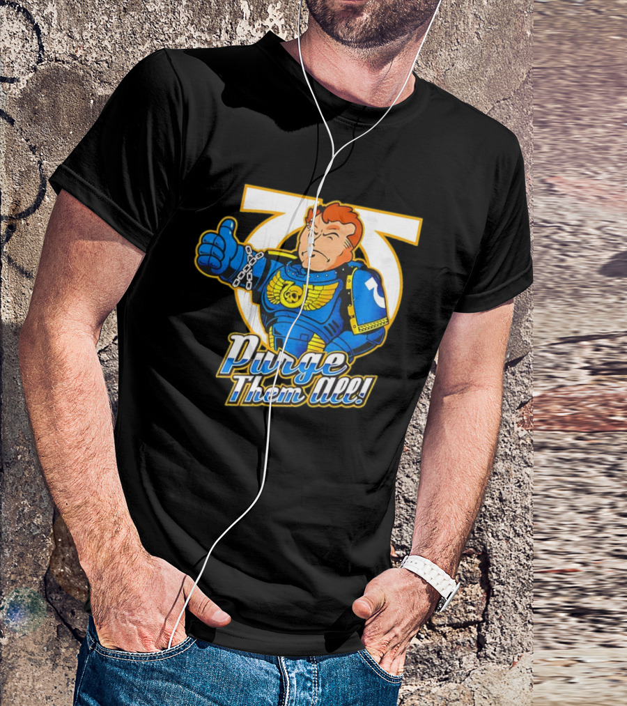 Demetrian Titus Warhammer 40K X Vault Boy Purge Them All Iconic Crossover Mashup T-Shirt