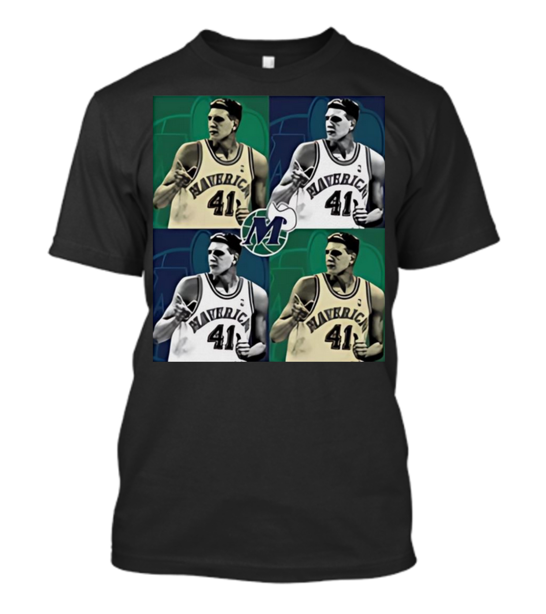 Dirk Nowitzki Mavericks 41 Retro Pop Art Style Basketball Legend T-Shirt