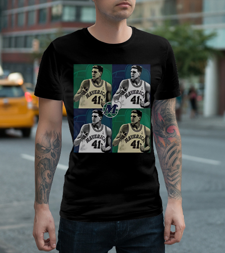 Dirk Nowitzki Mavericks 41 Retro Pop Art Style Basketball Legend T-Shirt