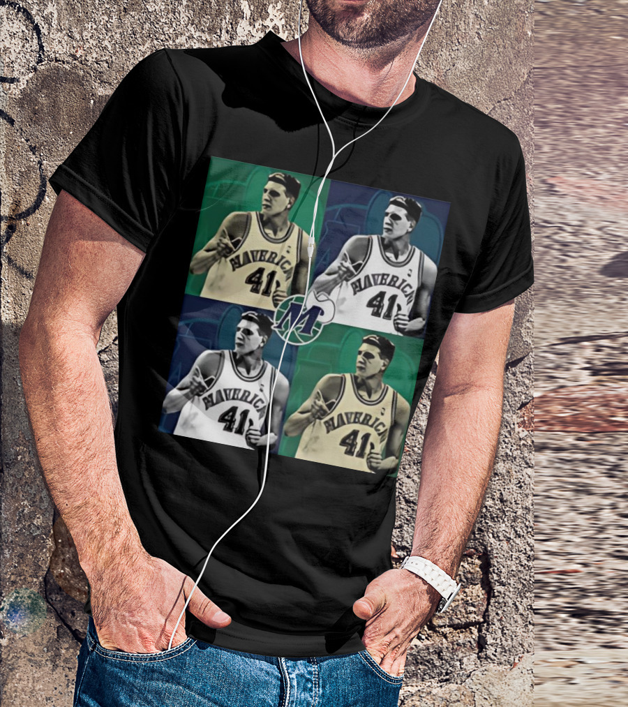 Dirk Nowitzki Mavericks 41 Retro Pop Art Style Basketball Legend T-Shirt