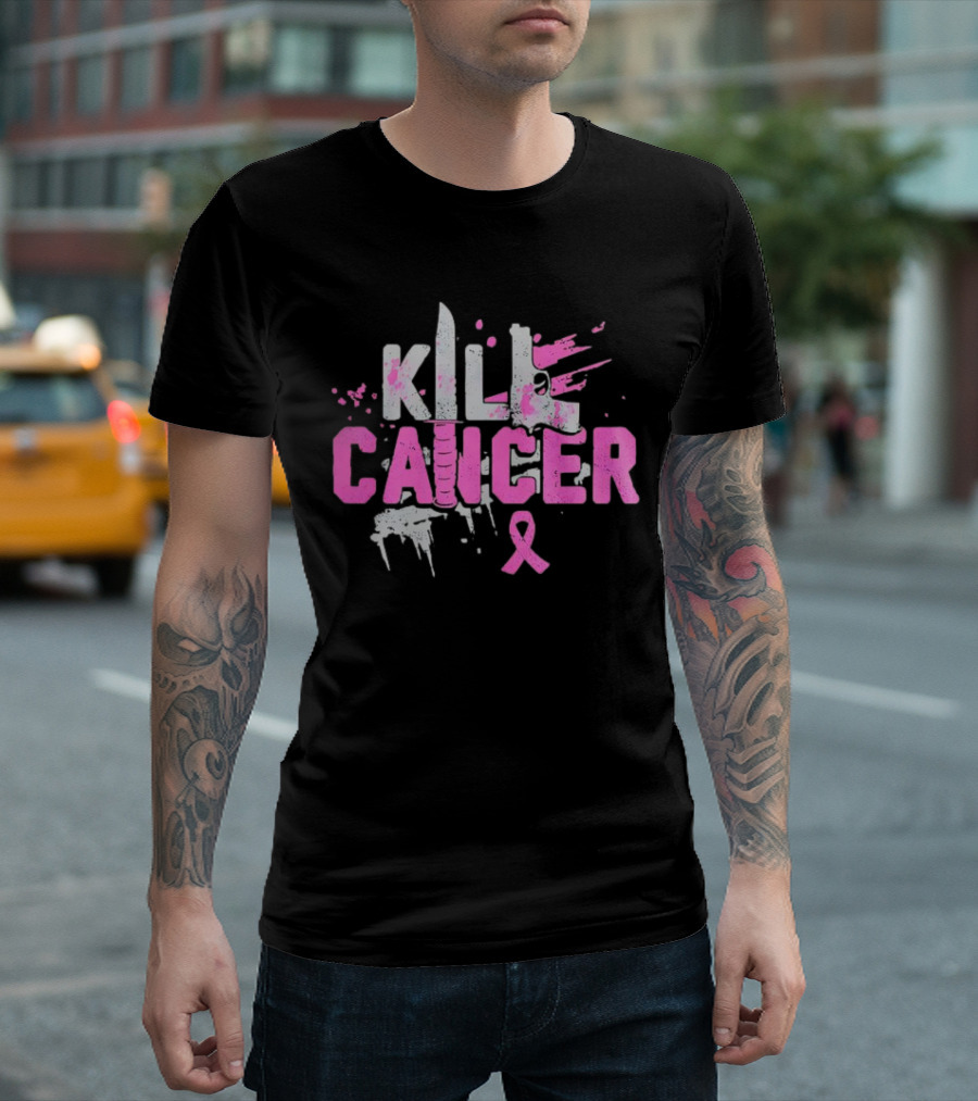 Kill Cancer Pink Ribbon Knife T-Shirt