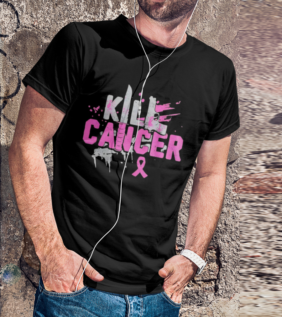 Kill Cancer Pink Ribbon Knife T-Shirt
