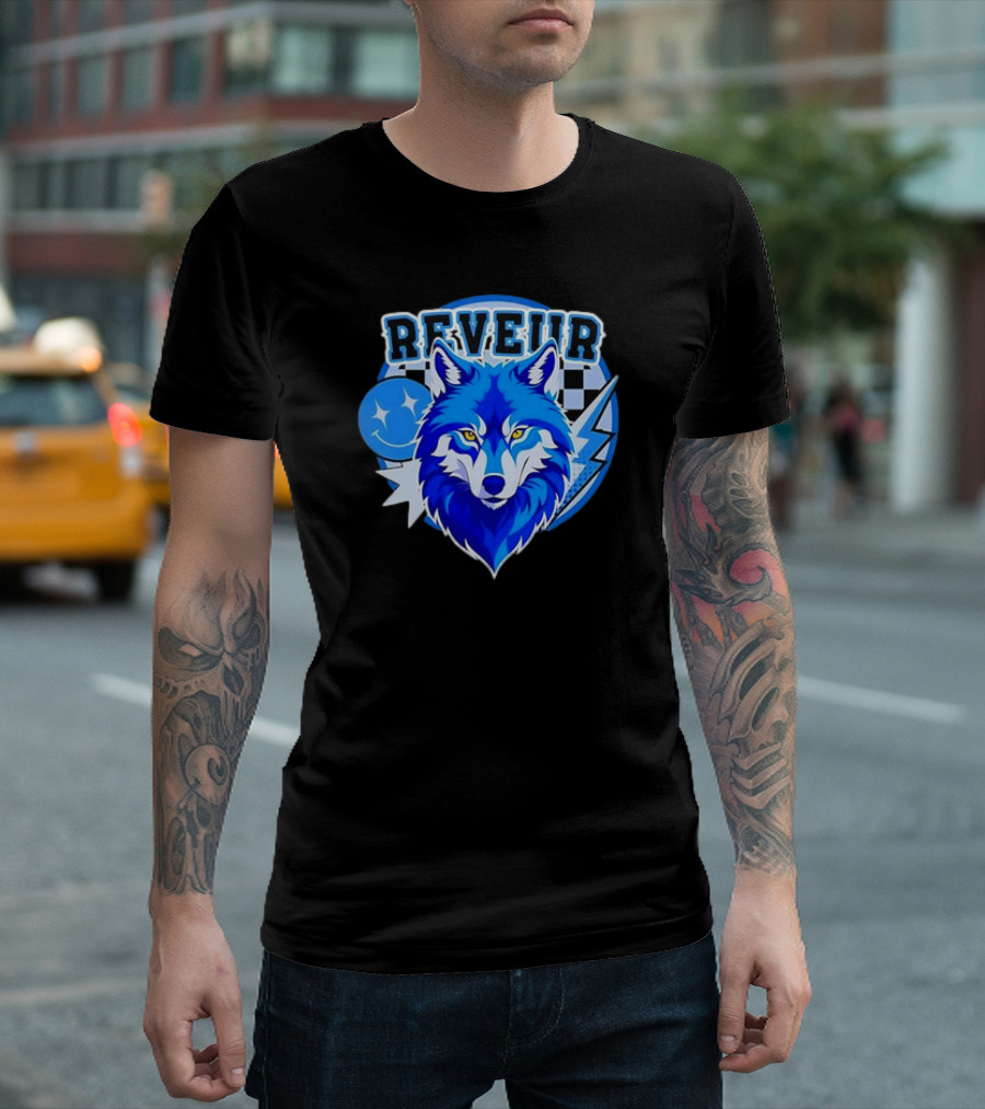 Reveur Blue Wolf Checkered Dreamers Emblem T-Shirt