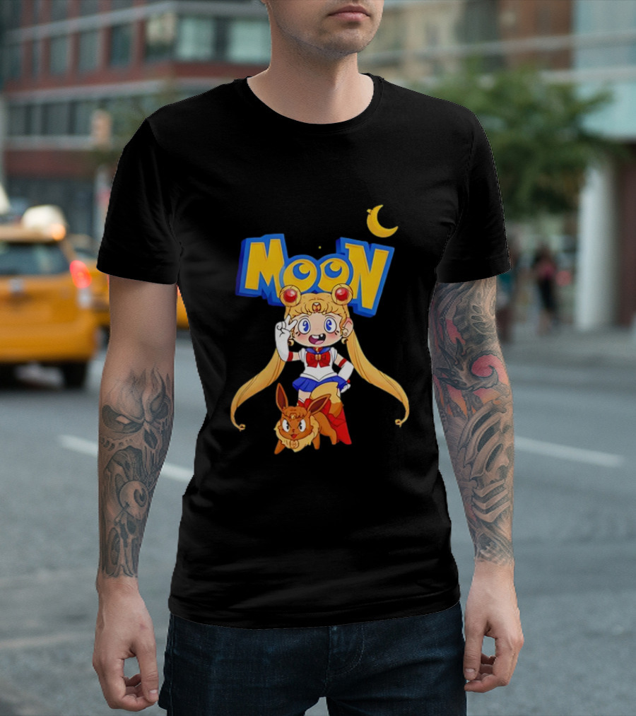 Sailor Moon Pokemon Mashup with Cartoon Sailormon and Eevee Moon T-Shirt