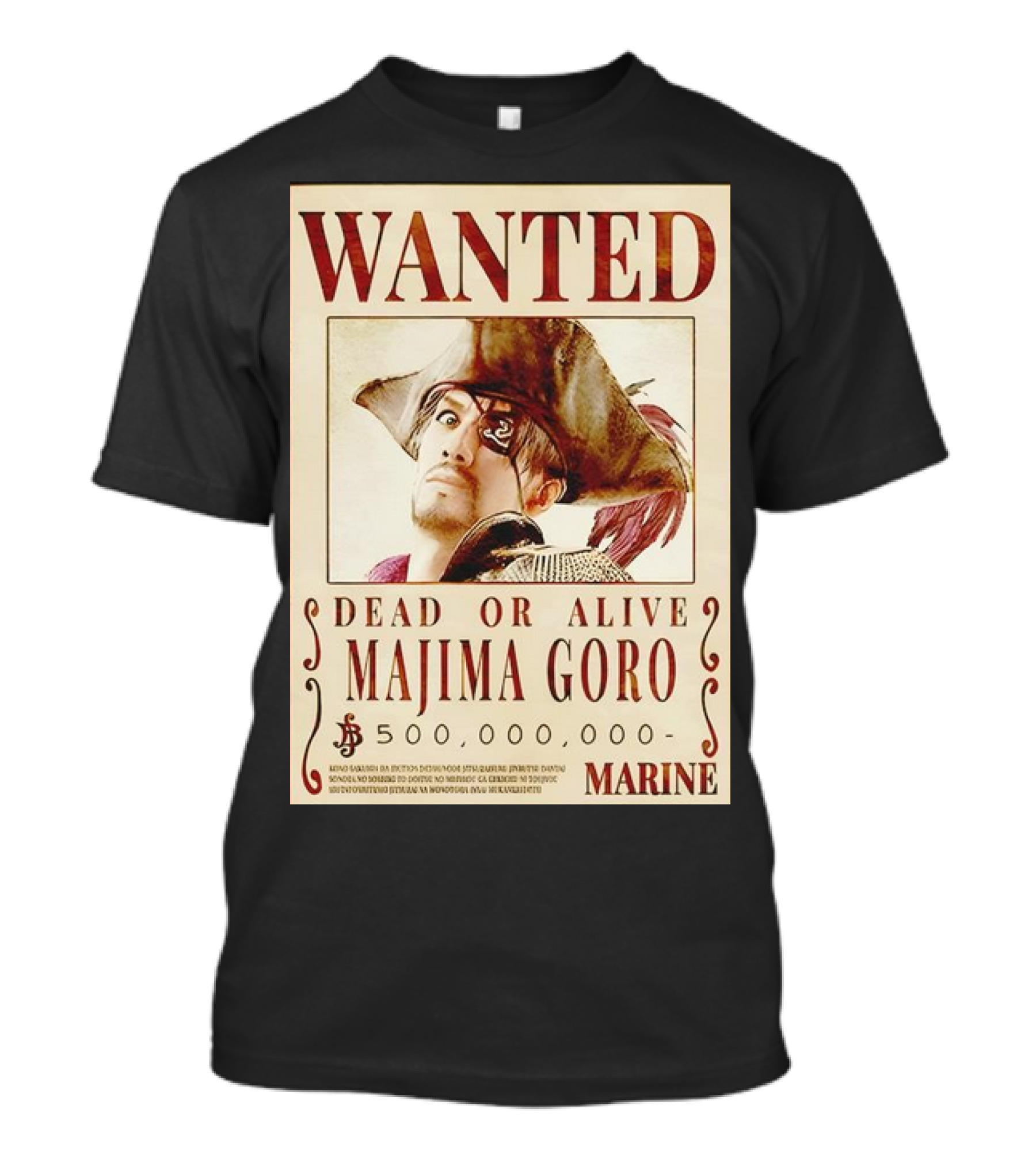 Wanted Dead Or Alive Majima Goro Marine 500,000,000 Bounty T-Shirt
