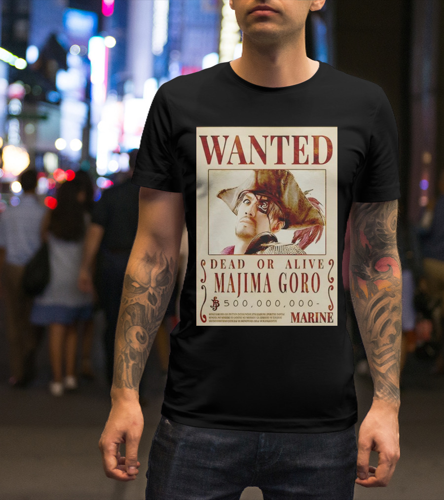 Wanted Dead Or Alive Majima Goro Marine 500,000,000 Bounty T-Shirt