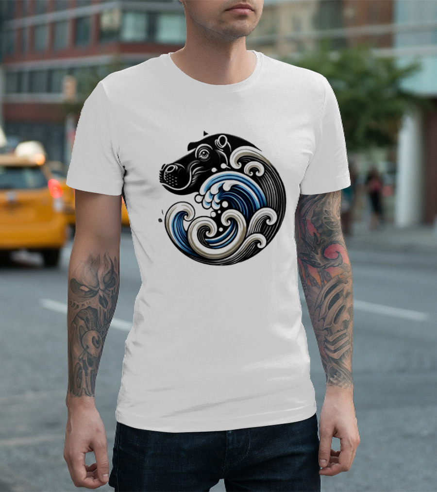 Funny Blue Wave Hippo Moo Deng T-Shirt