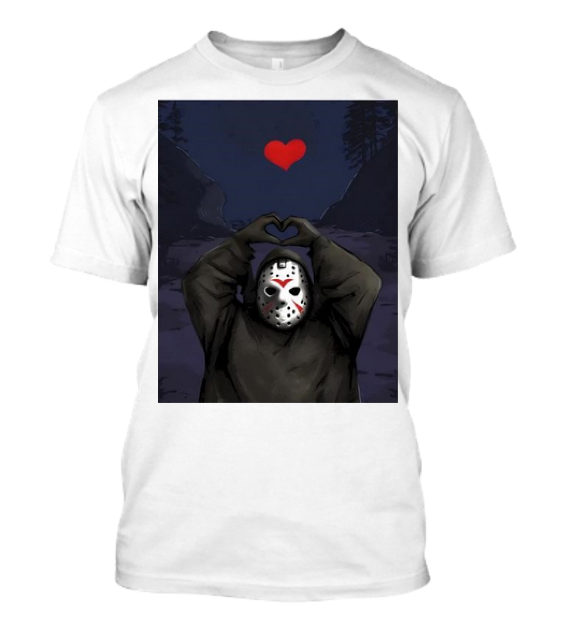 Halloween Heart Hands Friday The 13th Jason Mask Unmasked Love T-Shirt