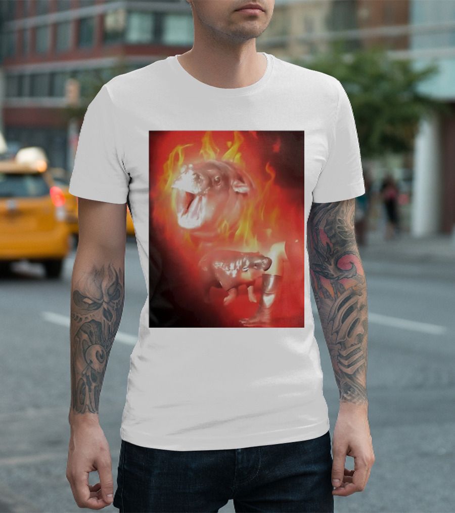 Moo Deng Bouncy Pig Thai Fire Cute Baby Hippo T-Shirt