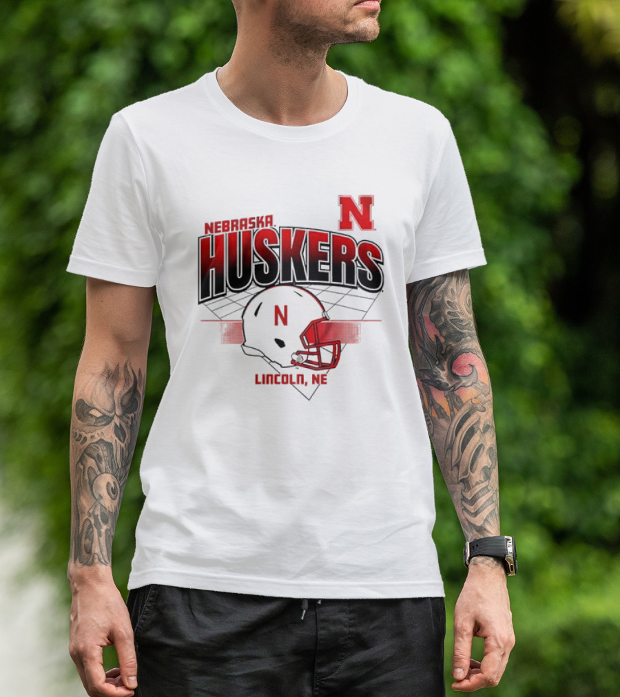 Nebraska Huskers Football Helmet Lincoln NE Grid Nebraska Licensed T-Shirt