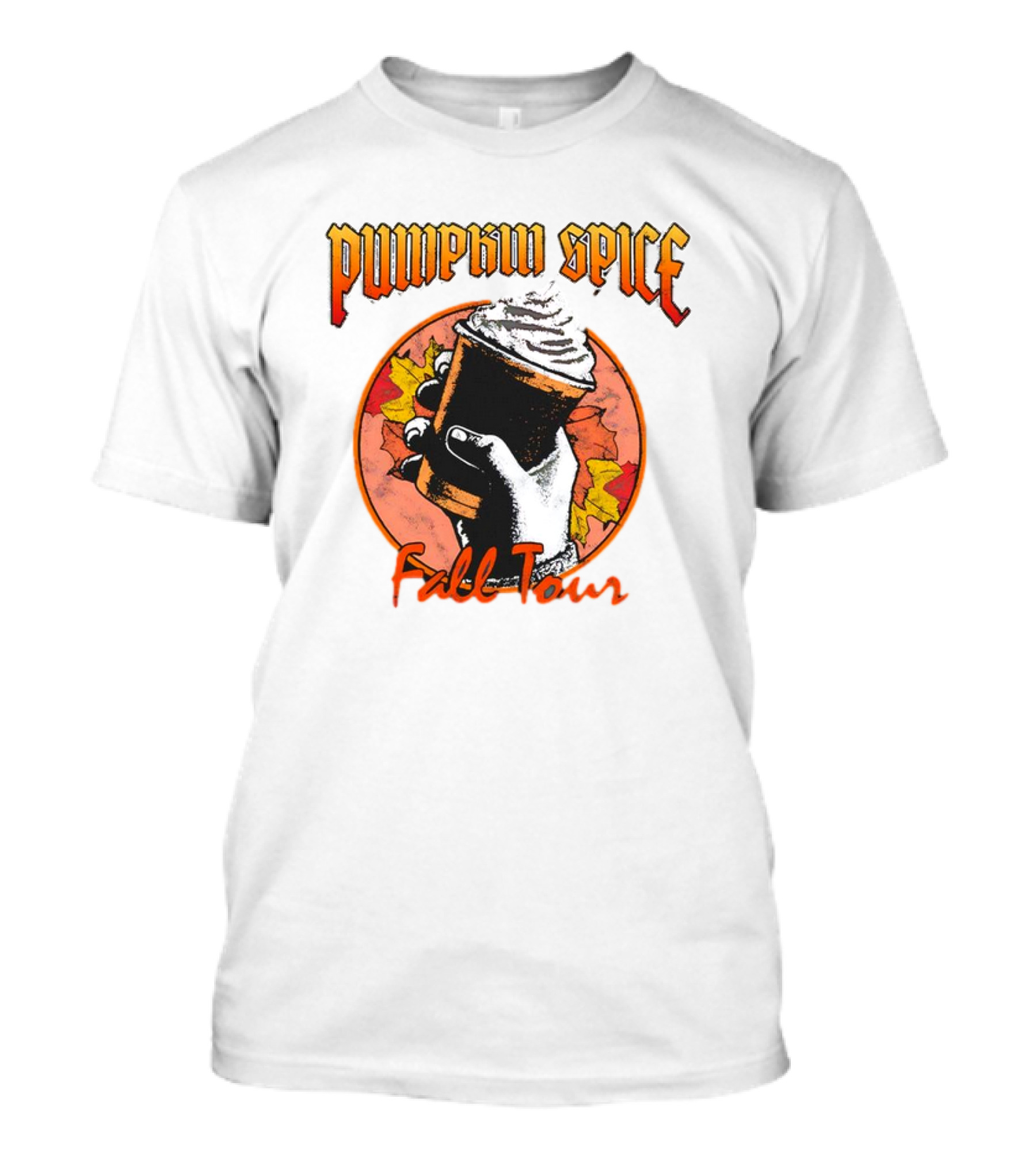 Pumpkin Spice Fall Tour Hand Holding Cup With Leaves T-Shirt