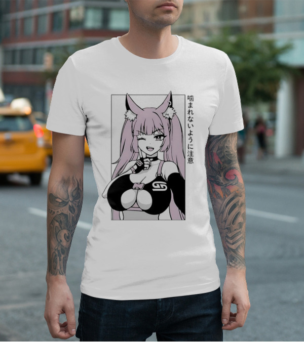 Waifu Frisky Kitty Beware Of Bites T-Shirt