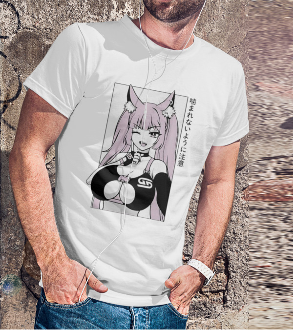 Waifu Frisky Kitty Beware Of Bites T-Shirt