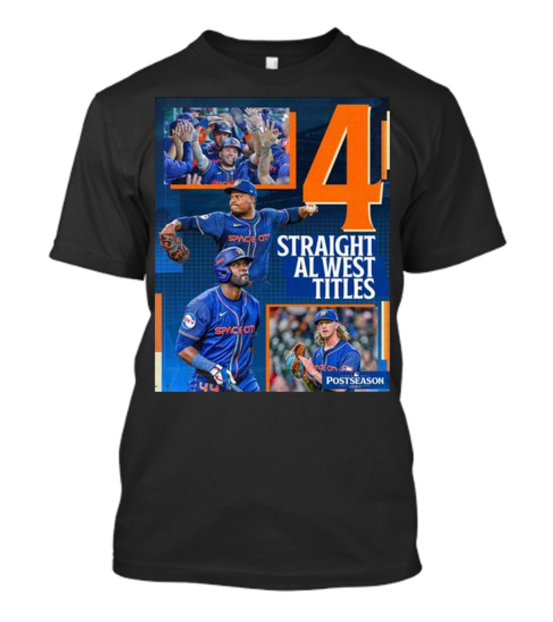 4 Straight AL West Titles Houston Astros Space City Postseason T-Shirt