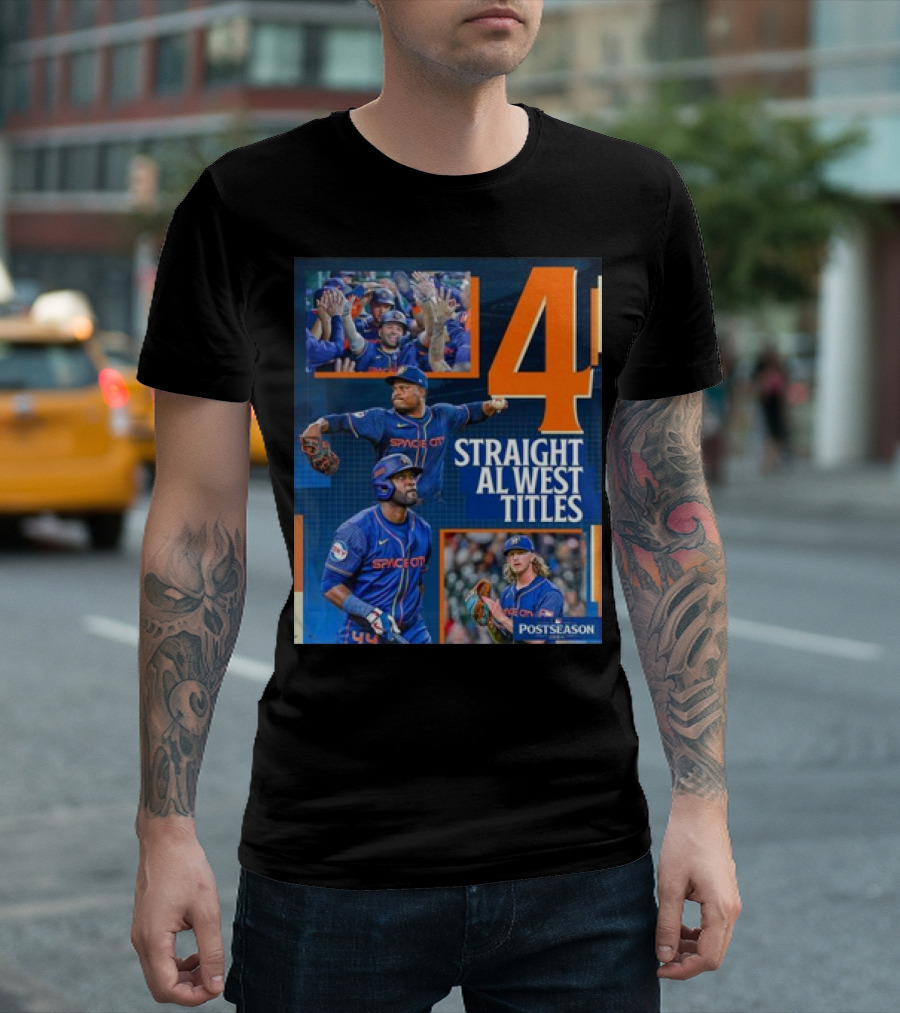 4 Straight AL West Titles Houston Astros Space City Postseason T-Shirt