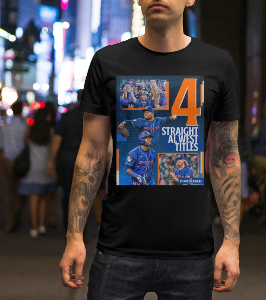 4 Straight AL West Titles Houston Astros Space City Postseason T-Shirt
