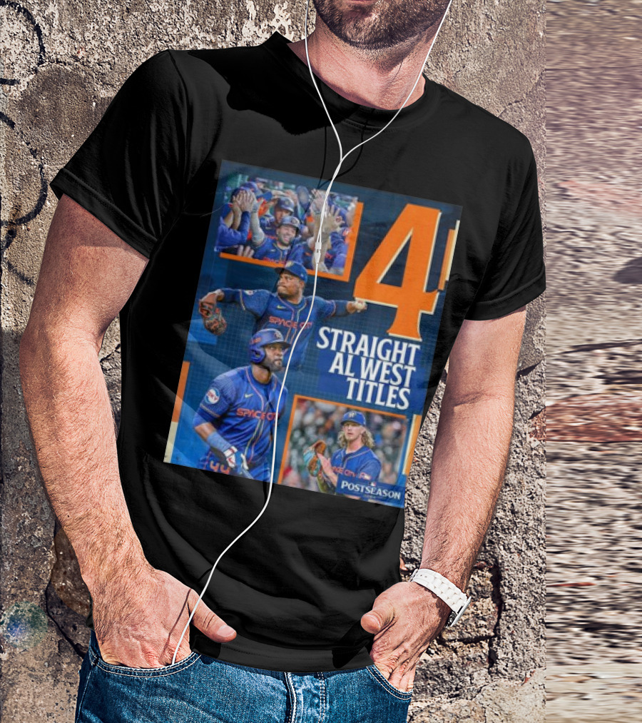 4 Straight AL West Titles Houston Astros Space City Postseason T-Shirt