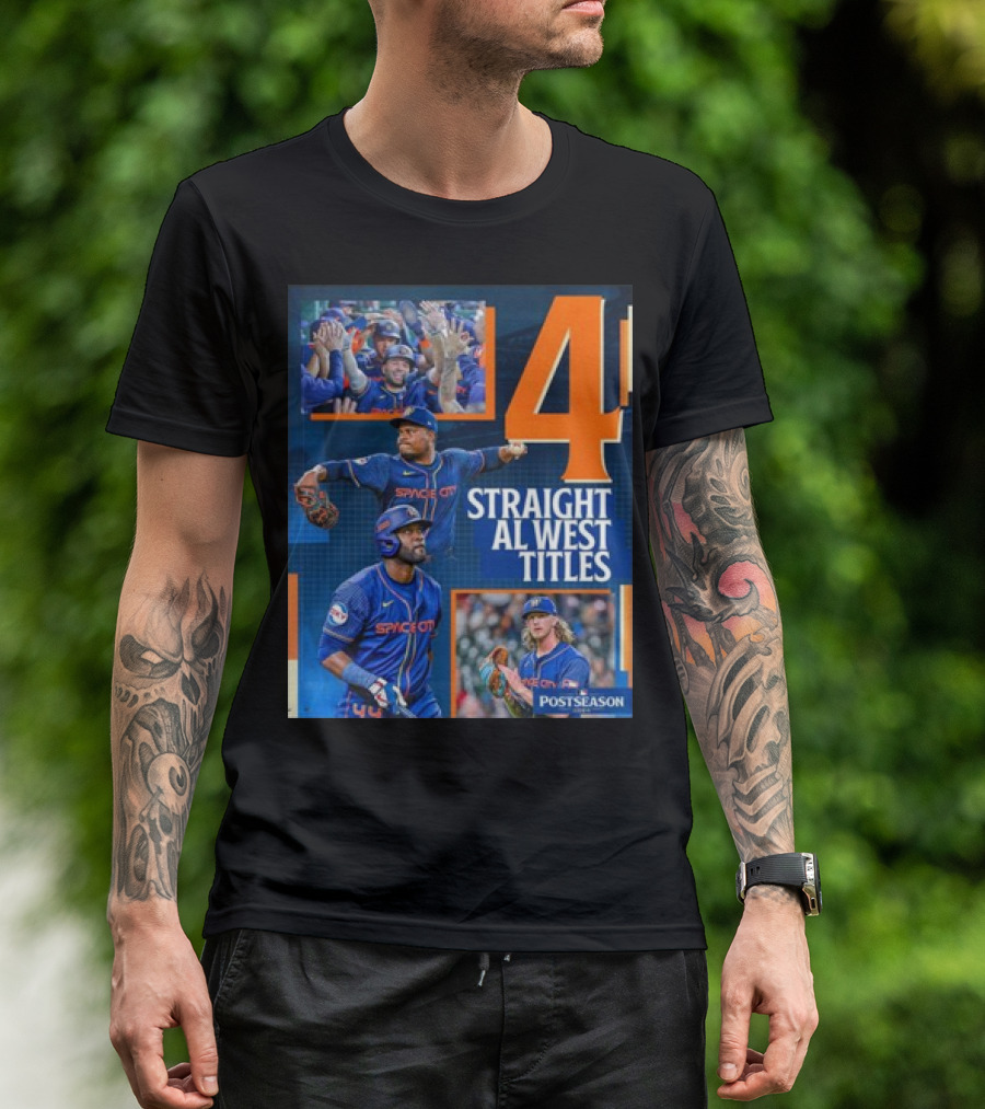 4 Straight AL West Titles Houston Astros Space City Postseason T-Shirt