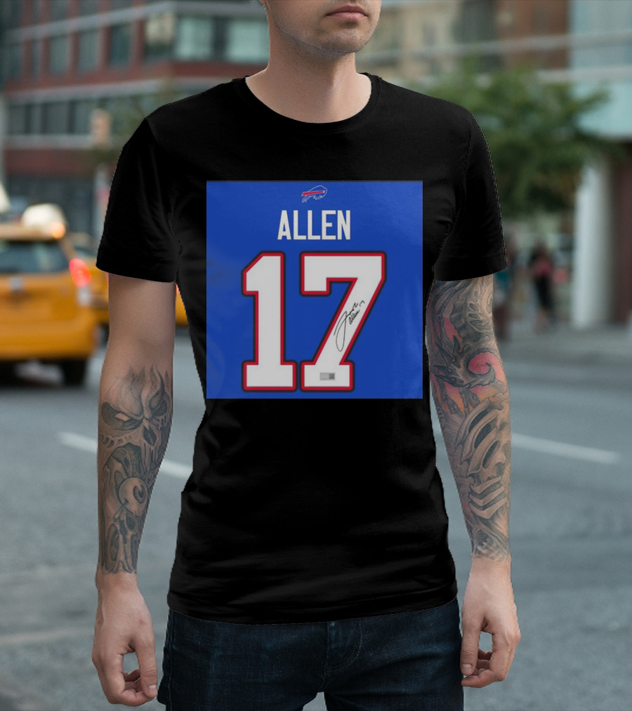 Josh Allen 17 Buffalo Bills Jersey Memorabilia T-Shirt