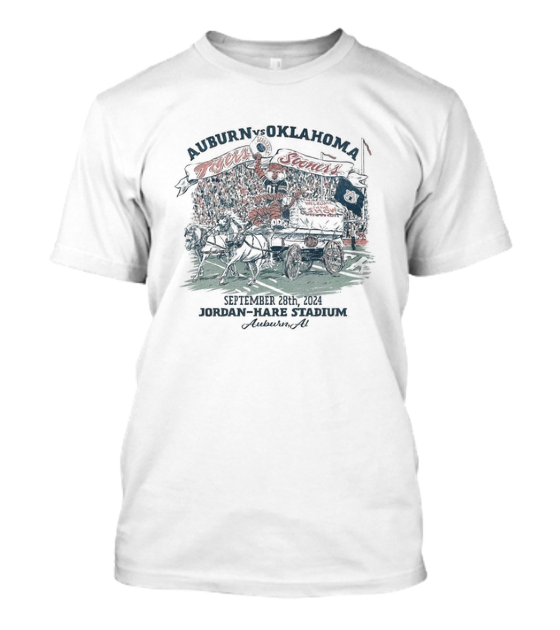 Auburn Vs Oklahoma Tigers Sooners September 28th 2024 Jordan-Hare Stadium Auburn AL T-Shirt