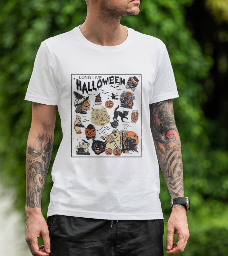 Long Live Halloween Witch Cat Pumpkin Ghost Haunted House T-Shirt
