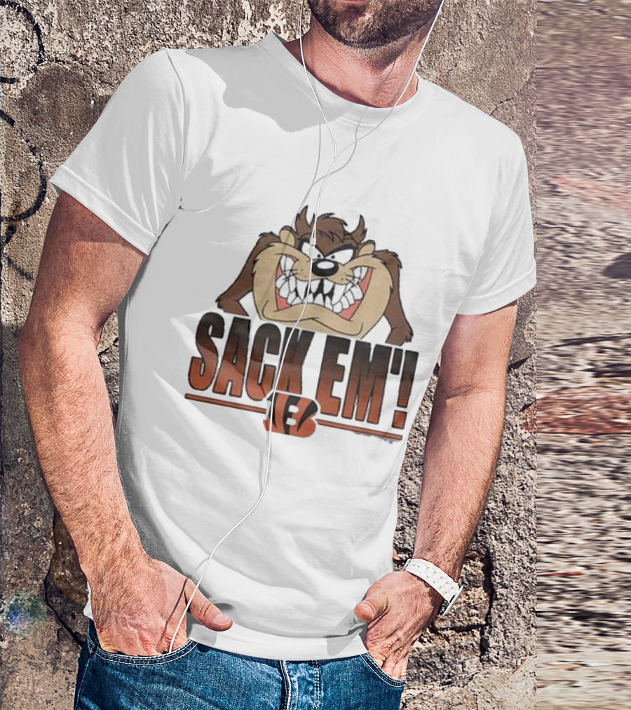Taz Sack Em Looney Tunes Cincinnati Bengals Collaboration T-Shirt