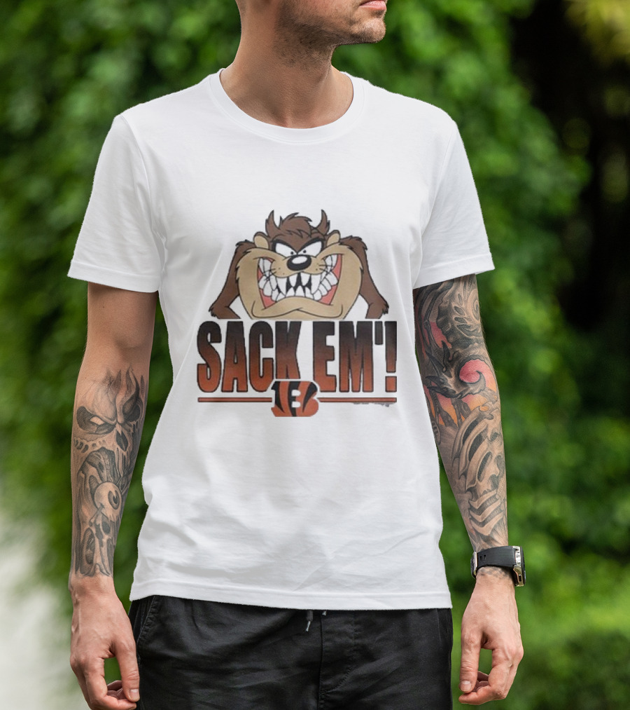 Taz Sack Em Looney Tunes Cincinnati Bengals Collaboration T-Shirt