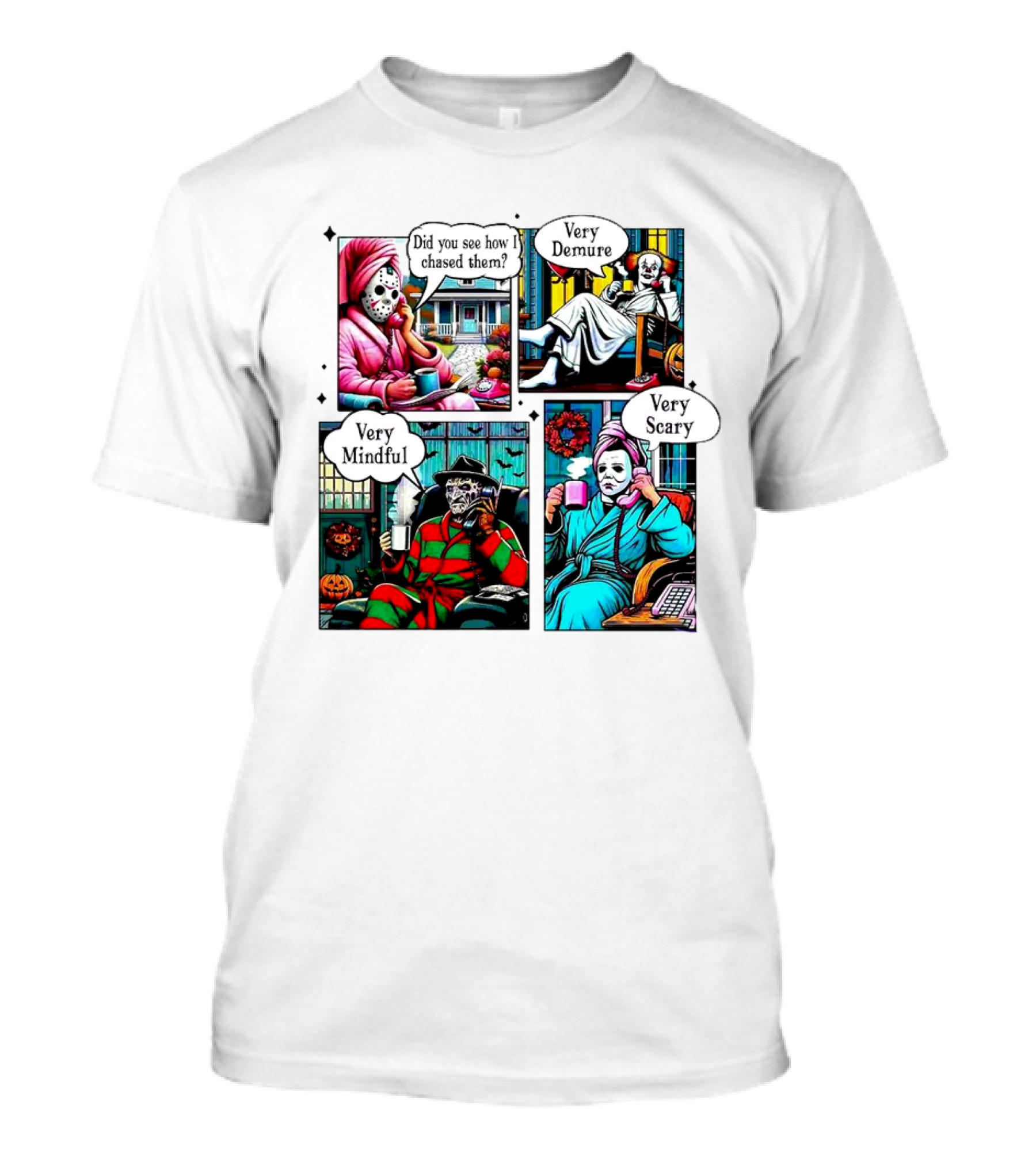 Did You See How I Chased Them Very Demure Mindful Scary Halloween Movies T-Shirt