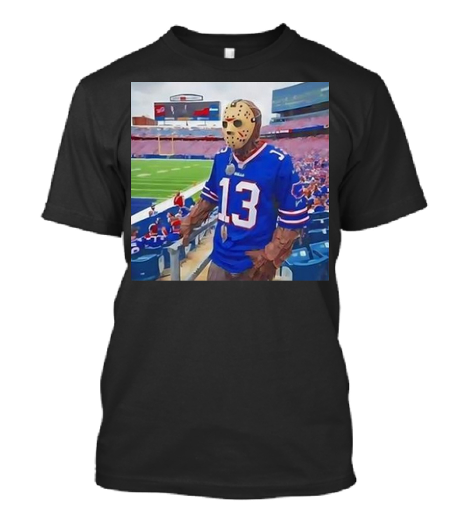 Buffalo Bills Jason Voorhees Costume At Stadium Friday The 13th Halloween T-Shirt