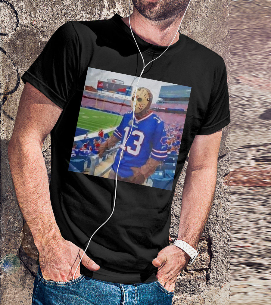 Buffalo Bills Jason Voorhees Costume At Stadium Friday The 13th Halloween T-Shirt