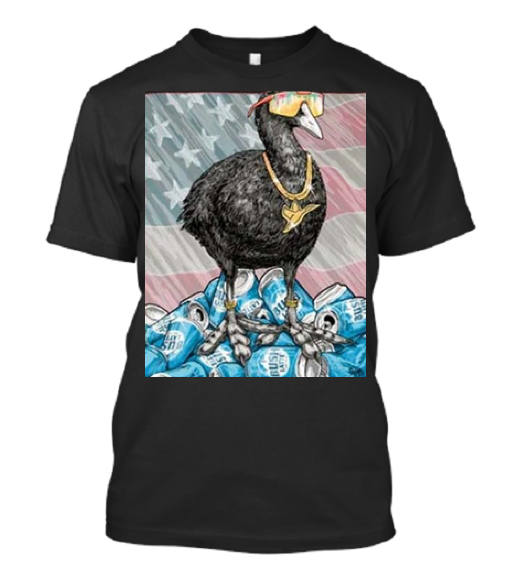 Cooticus Maximus American Flag Sunglasses Gold Chain Beer Cans T-Shirt