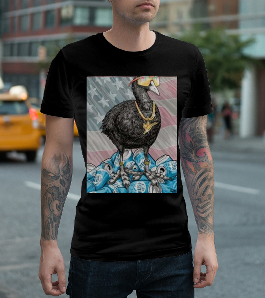 Cooticus Maximus American Flag Sunglasses Gold Chain Beer Cans T-Shirt