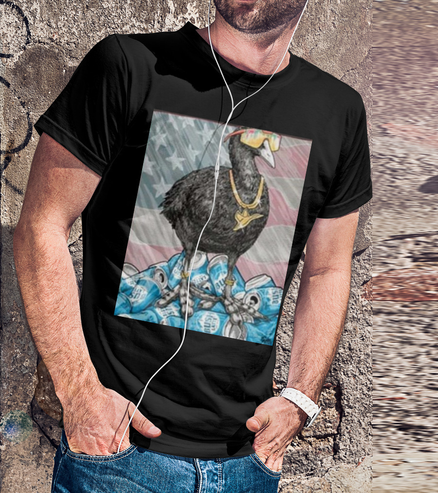 Cooticus Maximus American Flag Sunglasses Gold Chain Beer Cans T-Shirt