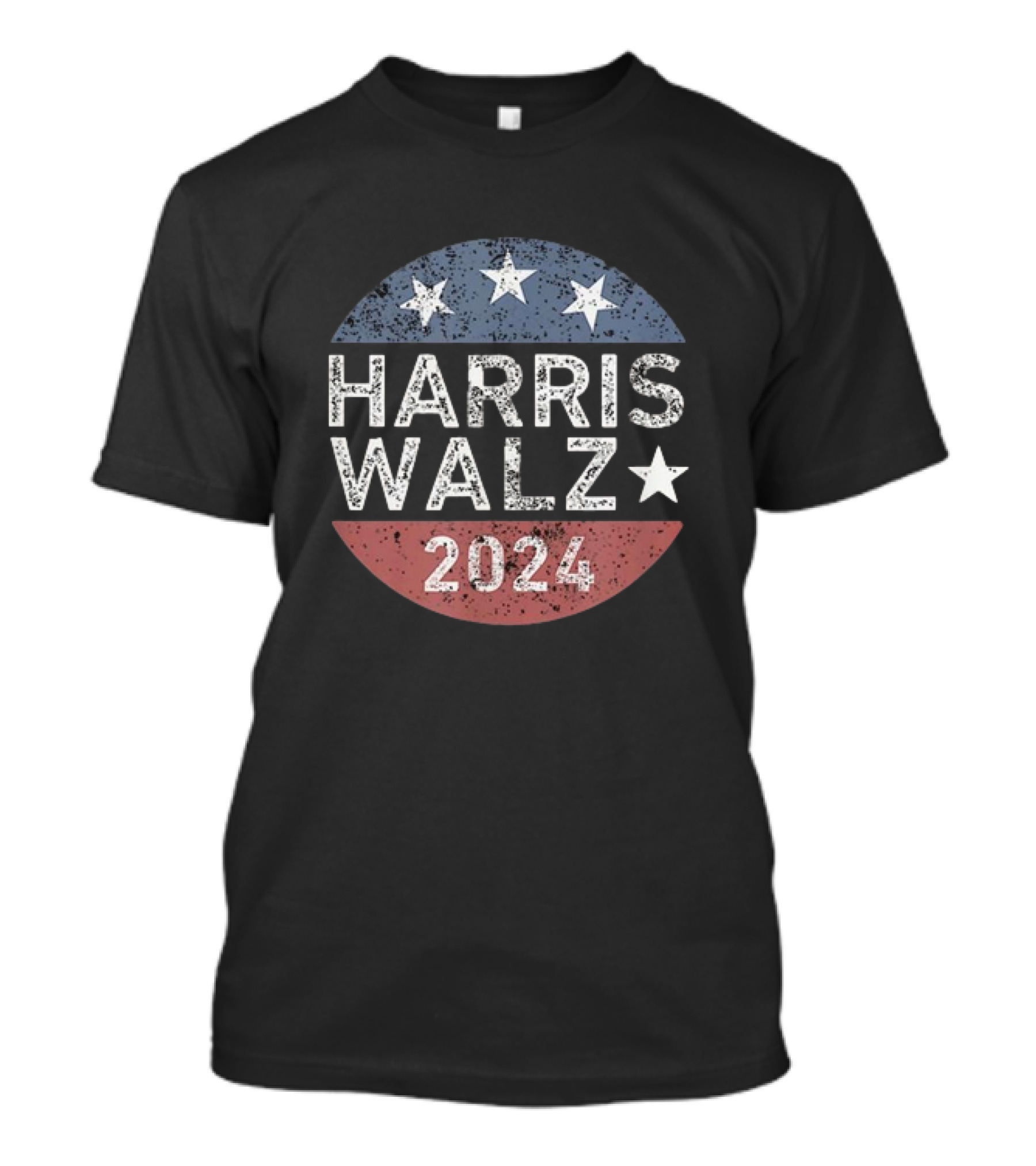 Harris Walz 2024 Retro Vintage Political Stars And Stripes Circular T-Shirt