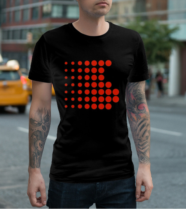 Os-0001 Tetris-Inspired Red Dot Matrix T-Shirt