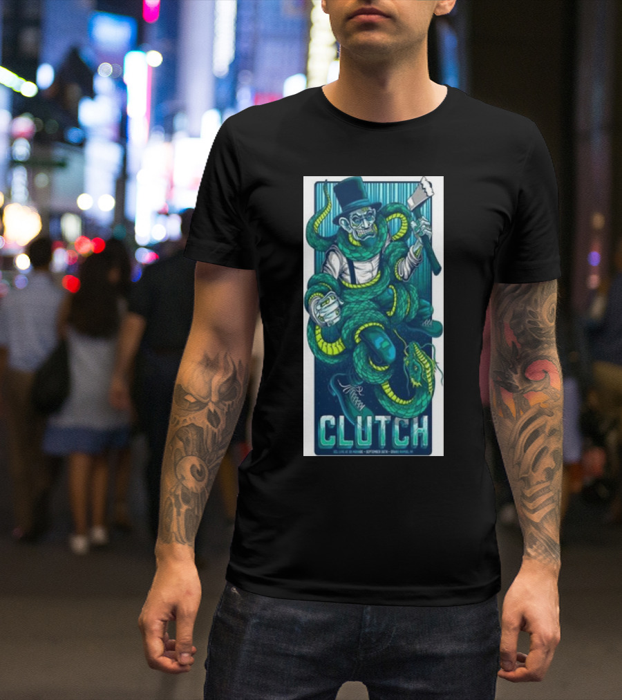 Clutch Tour Sept 26 2024 GLC Live 20 Monroe Grand Rapids MI Snake And Top Hat T-Shirt