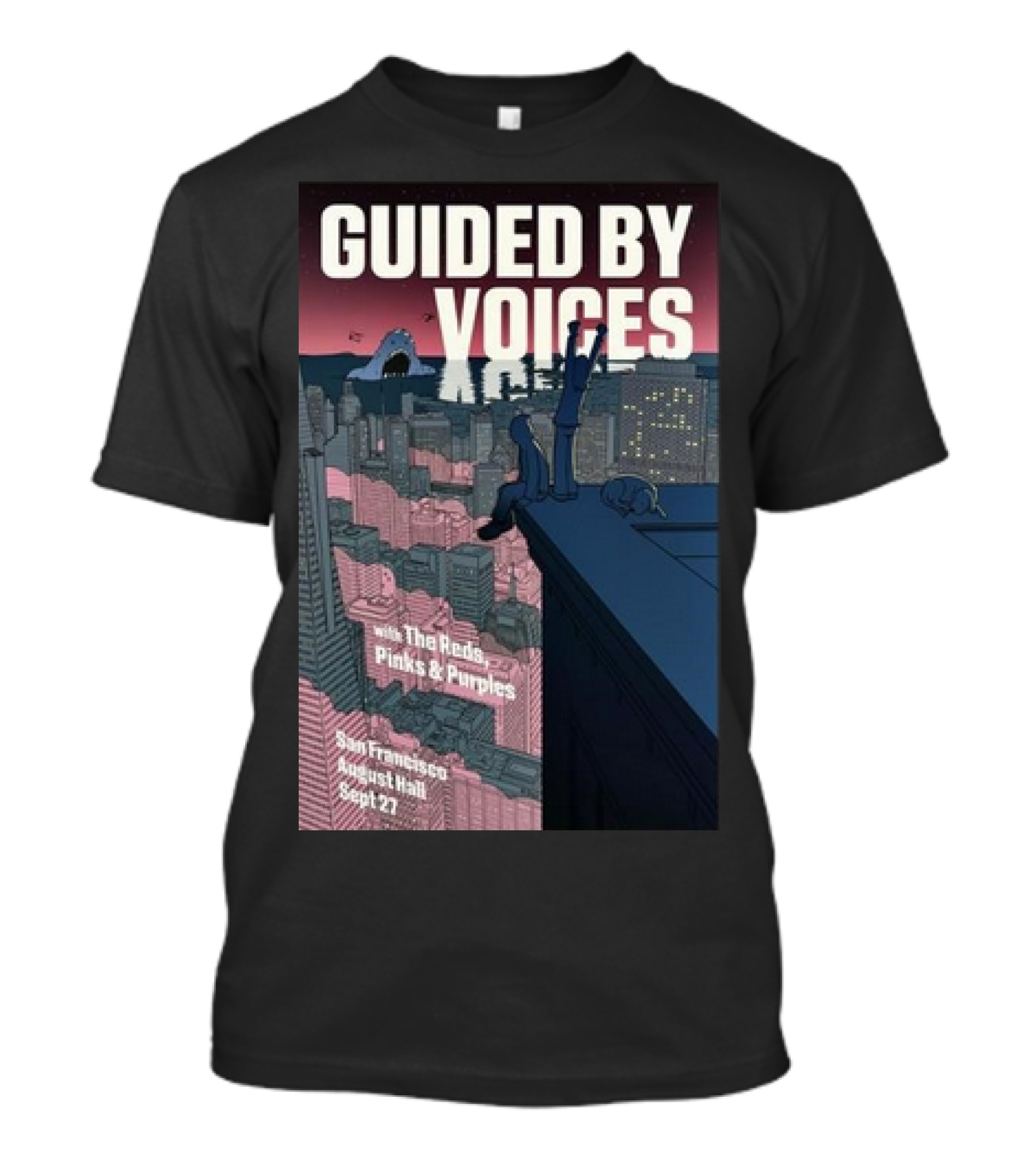 Guided By Voices San Francisco August Hall Sept 27 With The Reds Pinks And Purples T-Shirt