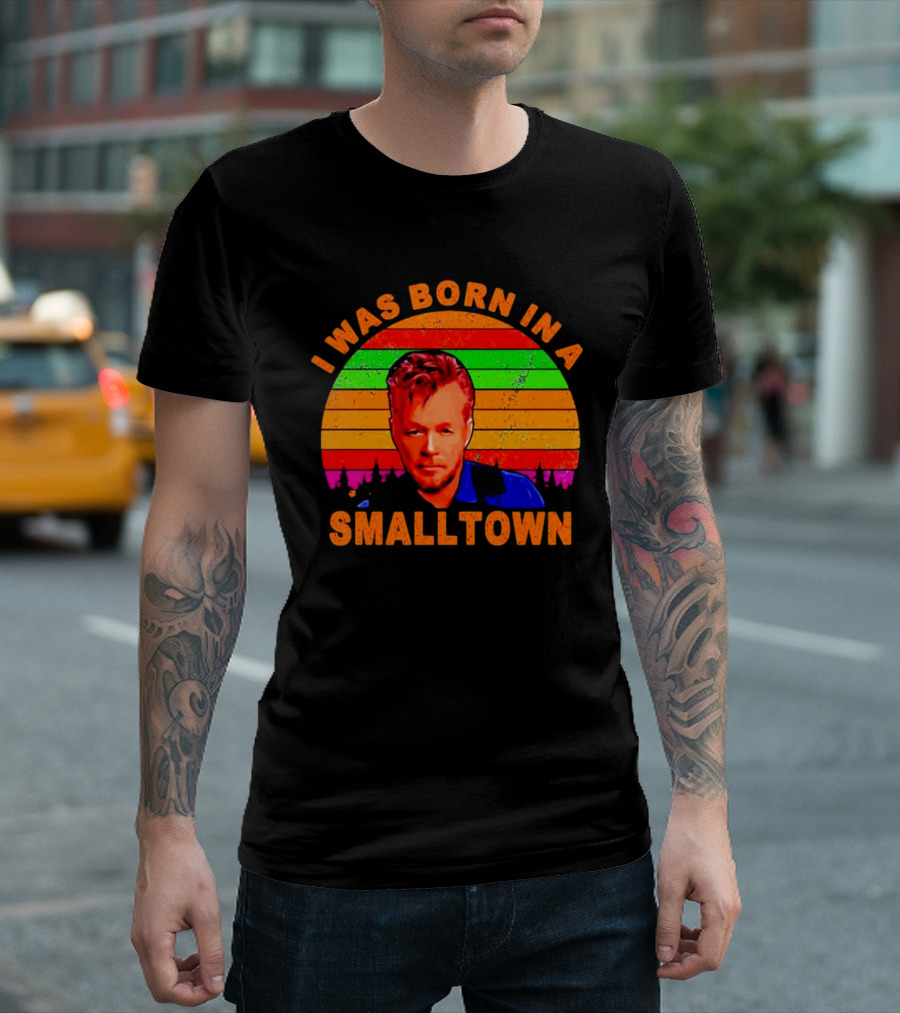 I Was Born in a Small Town Vintage John Mellencamp Retro Sunset T-Shirt